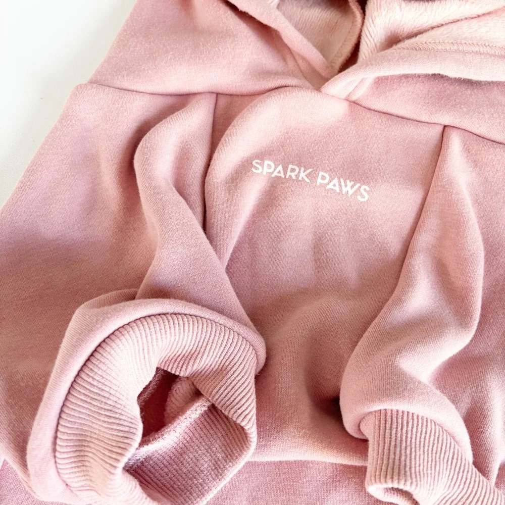 Spark Paws Dog Essential Fleece Lined Hoodie Dusty Rose Pink Pet Sweatshirt 2XL